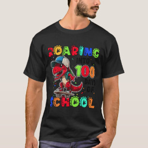 Roaring in 100 Tage der Schule Dino T-rex Skatebo T-Shirt
