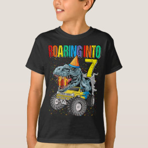 Roaring in 7. Geburtstag Monster Truck Dinosaurier T-Shirt