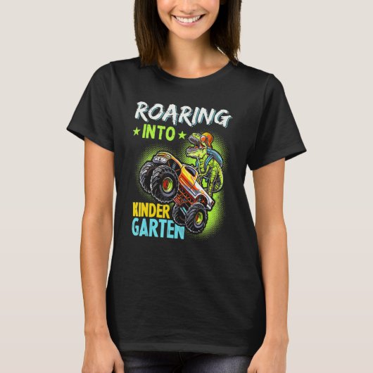 Roaring in den Kindergarten Dinosaurier T Rex Back T-Shirt (Vorderseite)