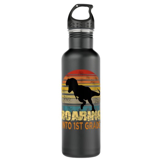 Roaring in der ersten Klasse Dinosaurier zurück zu Edelstahlflasche (Vorderseite)