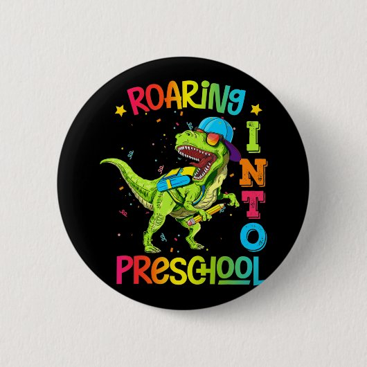 Roaring in der Vorschule Dinosaurier Lehrer Pre K Button (Vorderseite)