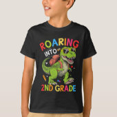 Roaring into 2nd Grade Dinosaur – Cool Back School T-Shirt (Vorderseite)