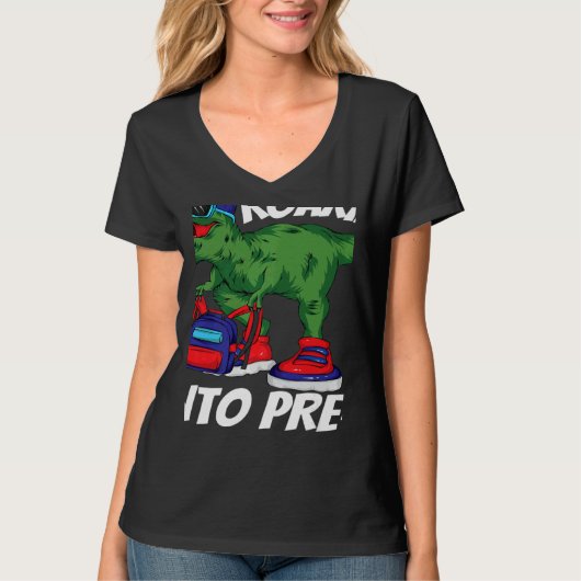 Roaring into Pre K Dinosaur Rex Back to School Kid T-Shirt (Vorderseite)
