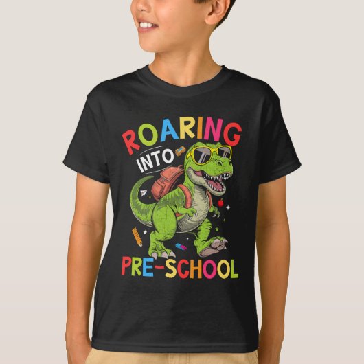 Roaring into Pre-School Dinosaur– First Day of Pre T-Shirt (Vorderseite)