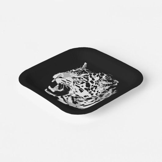 Roaring Jaguar Pop Art Pappteller (Gewinkelt)