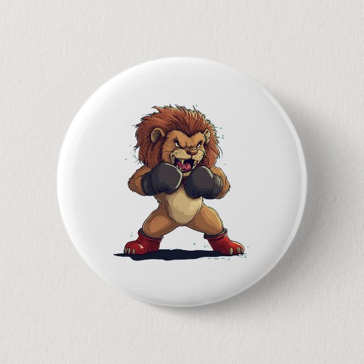 Roaring Kämpfer Blick mit dieser Löwe in Boxglov Button (Vorderseite)