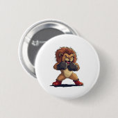 Roaring Kämpfer Blick mit dieser Löwe in Boxglov Button (Vorne & Hinten)
