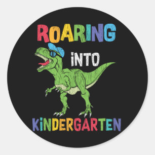 Roaring Kindergarten Back School T rex Dinosaurier Runder Aufkleber