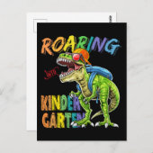 Roaring Kindergarten Dinosaur T-Rex zurück in die Postkarte (Vorne/Hinten)