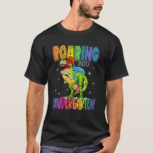 Roaring Kindergarten Dinosaurier Rex Zurück zur Sc T-Shirt (Vorderseite)