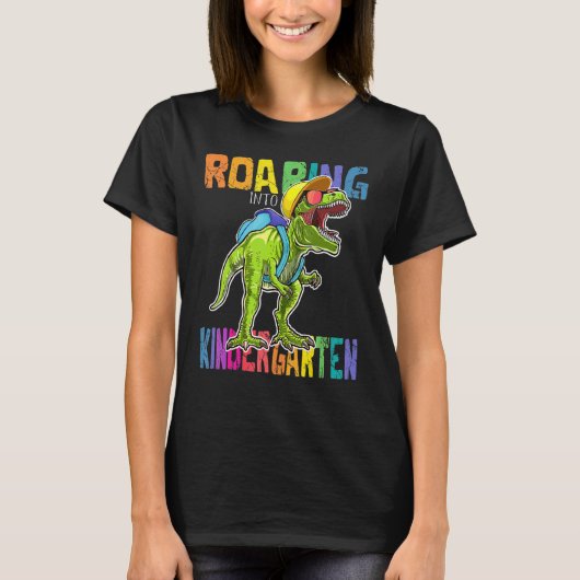 Roaring Kindergarten Dinosaurier Rex Zurück zur Sc T-Shirt (Vorderseite)