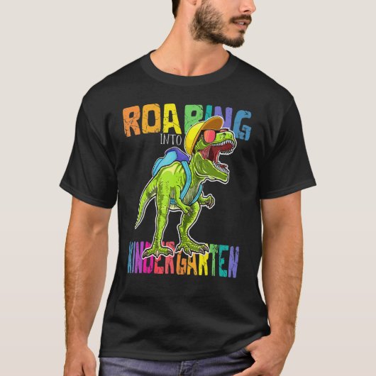 Roaring Kindergarten Dinosaurier Rex Zurück zur Sc T-Shirt (Vorderseite)