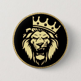 Roaring King Lion Button