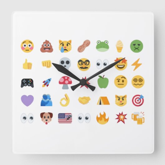 Roaring Kitty 35 Emoji Timeline GME MOASS DFV meme Quadratische Wanduhr (Vorderseite)