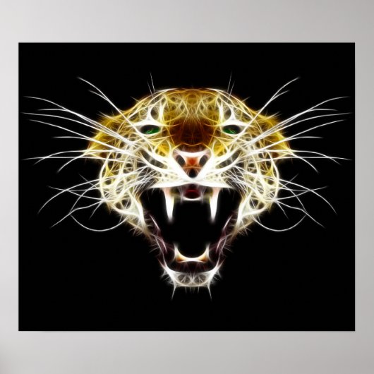 Roaring Leopard Head Cat Poster (Vorne)