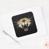 Roaring Leopard Head Cat Quadratischer Aufkleber (Umschlag)