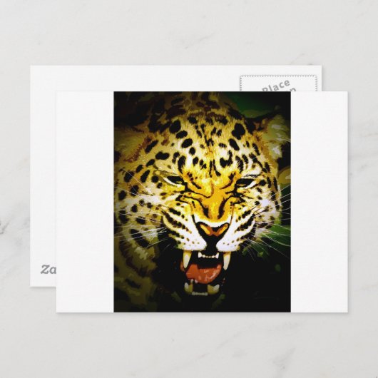 Roaring Leopard Postkarte (Vorne/Hinten)