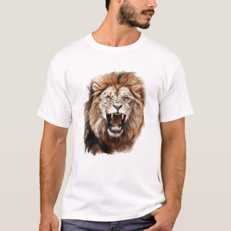 Roaring Lion Aquarellmalerei Portrait T-Shirt