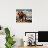 Roaring Lion auf dem Berg Poster (Heimbüro)