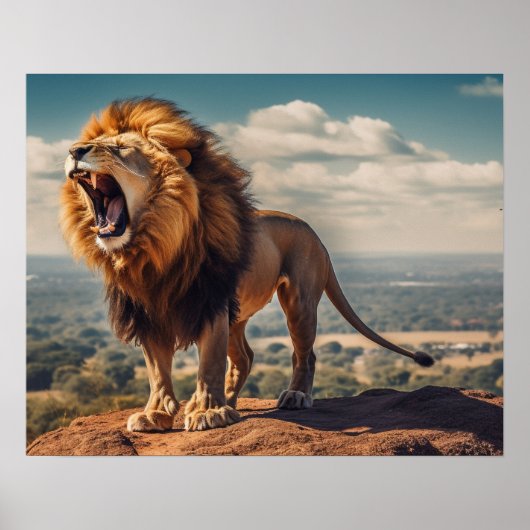 Roaring Lion auf dem Berg Poster (Vorne)