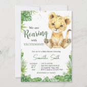 Roaring Lion Baby Dusche Einladung (Vorderseite)