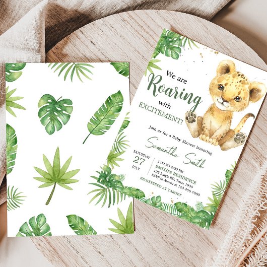Roaring Lion Baby Dusche Einladung