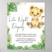Roaring Lion Baby Dusche Spate Night Diapers Poster (Vorne)