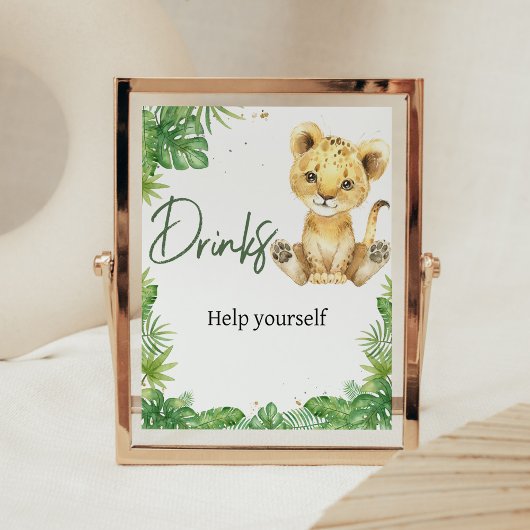 Roaring Lion Baby Shower Drinks Poster