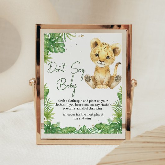 Roaring Lion Baby Shower Say Baby nicht Poster
