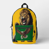Roaring Lion Backpack – Wild Strength On the Go Bedruckter Rucksack (Vorderseite)