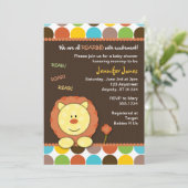 Roaring Lion Dots Babydusche Einladung (Stehend Vorderseite)