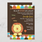 Roaring Lion Dots Babydusche Einladung (Vorne/Hinten)