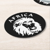 Roaring Lion Face | Afrika Runder Pappuntersetzer (Angewinkelt)