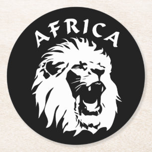 Roaring Lion Face Afrika Runder Pappuntersetzer