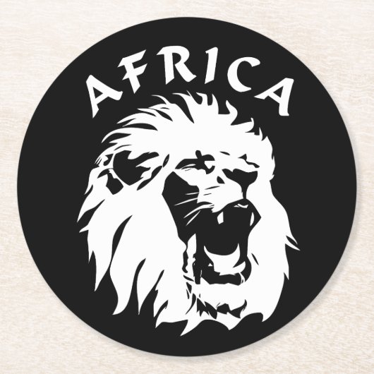 Roaring Lion Face | Afrika Runder Pappuntersetzer (Vorderseite)