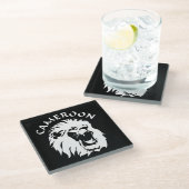 Roaring Lion Face - Kamerun Glasuntersetzer (Schrägansicht)