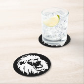 Roaring Lion Face Runder Pappuntersetzer (Vor Ort)