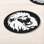 Roaring Lion Face Runder Pappuntersetzer (Angewinkelt)