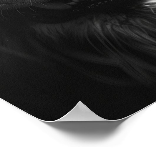 Roaring Lion Front View Fotorealistisch Schwarz un Poster (Ecke)