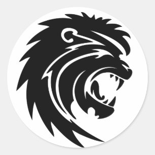 Roaring Lion Head Classic Round Sticker
