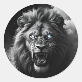 Roaring Lion Head Digital Painting Runder Aufkleber
