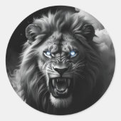 Roaring Lion Head Digital Painting Runder Aufkleber (Vorderseite)