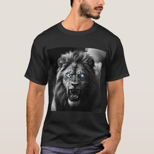 Roaring Lion Head Digital Painting T-Shirt (Vorderseite)
