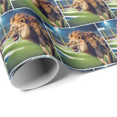Roaring Lion im Fußballstadion Geschenkpapier (Rolleneckpunkt)