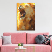 Roaring Lion in Dynamic Impasto Art Leinwanddruck (Insitu (Wohnzimmer))