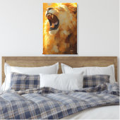 Roaring Lion in Dynamic Impasto Art Leinwanddruck (Insitu (Schlafzimmer))
