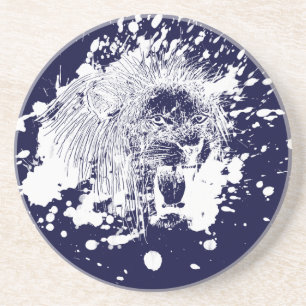 Roaring Lion in weißem Splash Getränkeuntersetzer