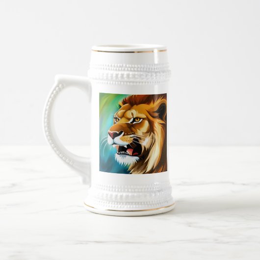 Roaring Lion Side Posed Portrait-57566 Bierglas (Links)