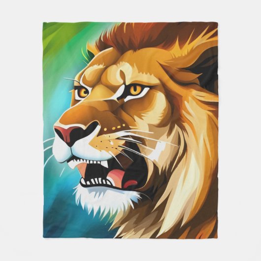 Roaring Lion Side Posed Portrait-57566 Fleecedecke (Vorderseite)