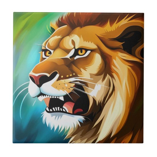 Roaring Lion Side Posed Portrait-57566 Fliese (Vorderseite)